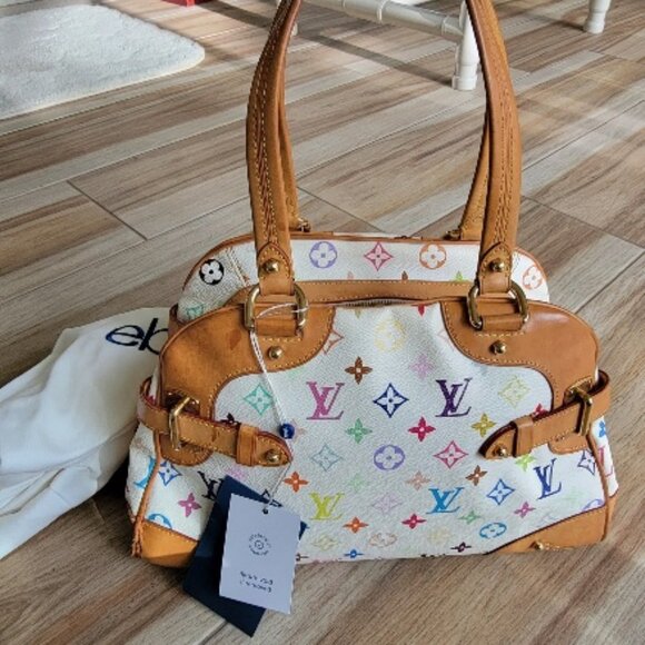 Louis Vuitton Multicolor Mongram White Claudia Leather Pachetta Satchel Handbag - Picture 1 of 11